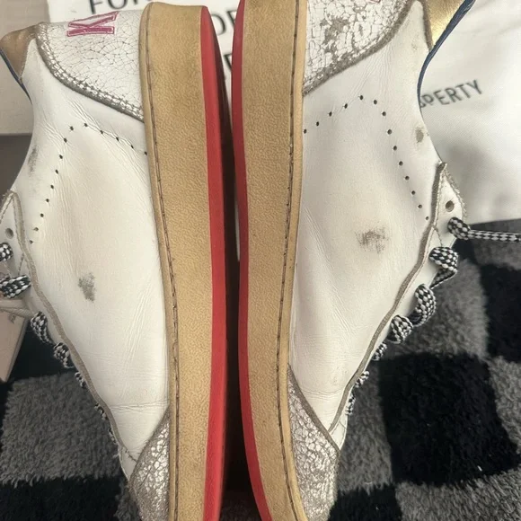 Golden Goose BallStar Sneakers with Gold Star and red bottoms size 37 - Picture 6 of 12